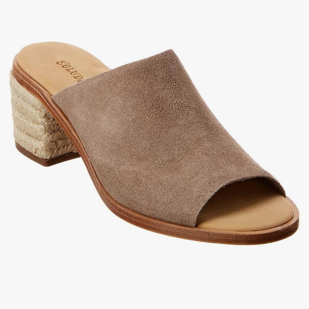 NWT Anthropologie Soludos Capri Mule Suede Ash (Tan) Black Size 7.5